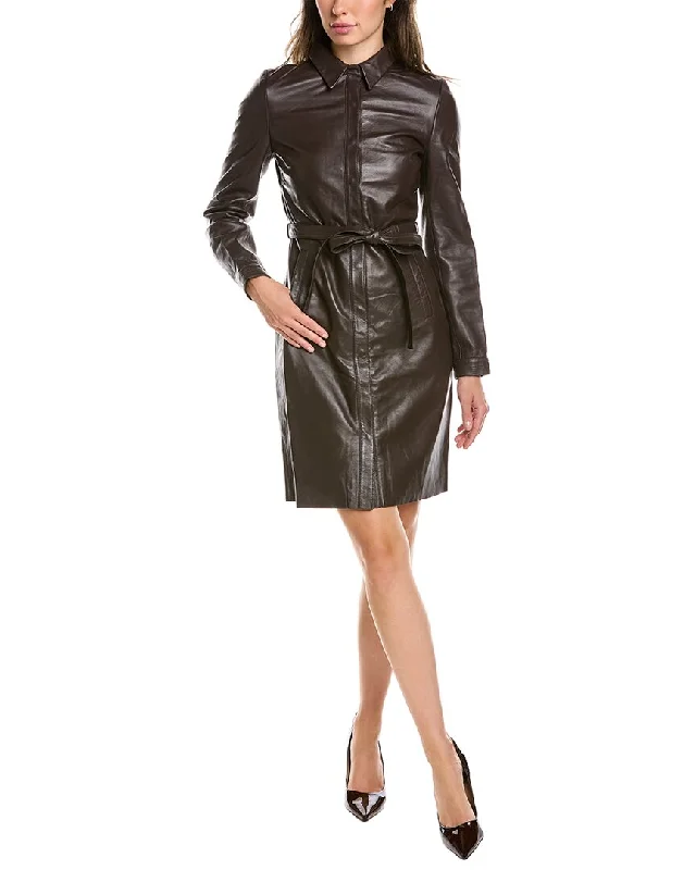 Walter Baker Clara Leather Midi Dress Stylish Pleated Skirt Midi Dress