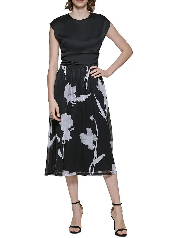 Womens Chiffon Printed Midi Dress Stylish Striped Midi Dress
