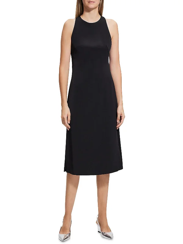 Womens Crossback Short Midi Dress Trendy Off-Shoulder Ruffle Midi Dress