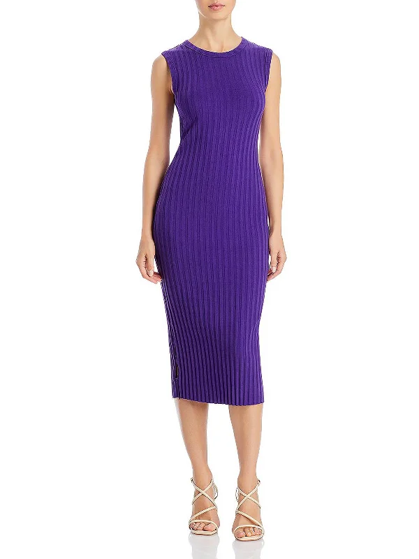 Womens Cut Out Ribbed Midi Dress Comfortable Knitwear Midi Dress