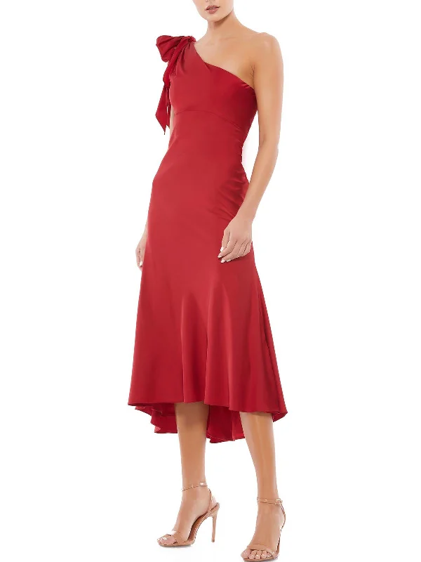 Womens One Shoulder Calf Midi Dress Stylish Tiered Midi Dress