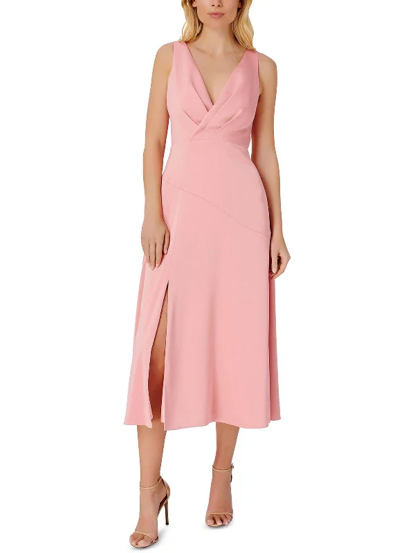 Womens Satin Sleeveless Midi Dress Stylish Midi Dress with Cuffs