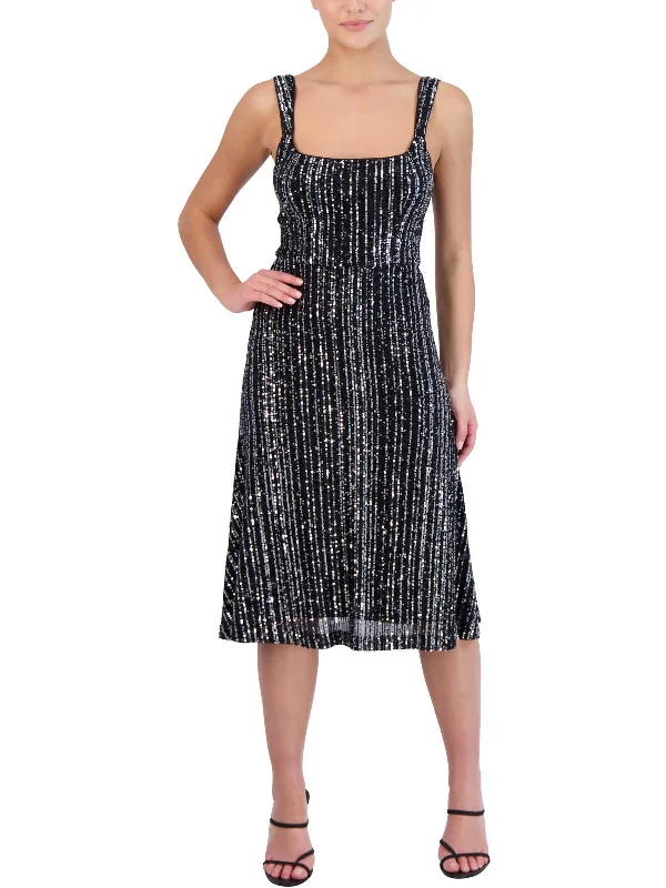 Womens Sequined Knee-Length Midi Dress Fashionable Casual Midi Dress