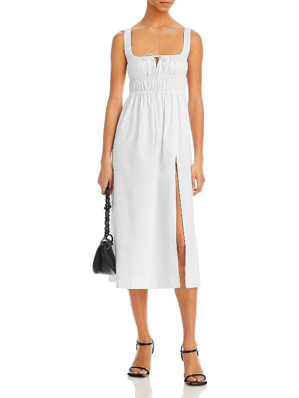 Womens Side Slit Calf Midi Dress Fashionable Shift Midi Dress