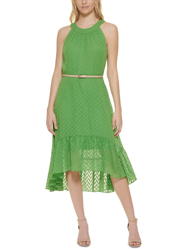 Womens Textured Halter Midi Dress Fashionable Plaid Midi Dress