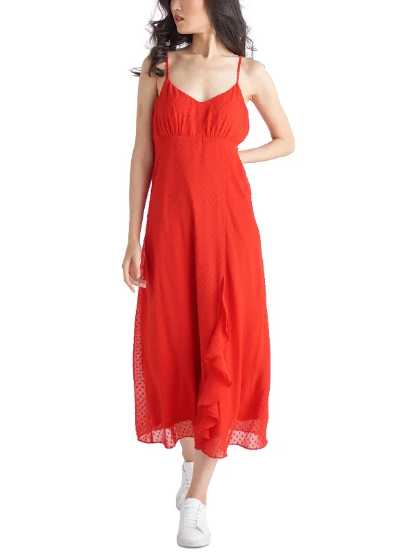 Womens Textured Tea Length Midi Dress Comfortable Knitwear Midi Dress