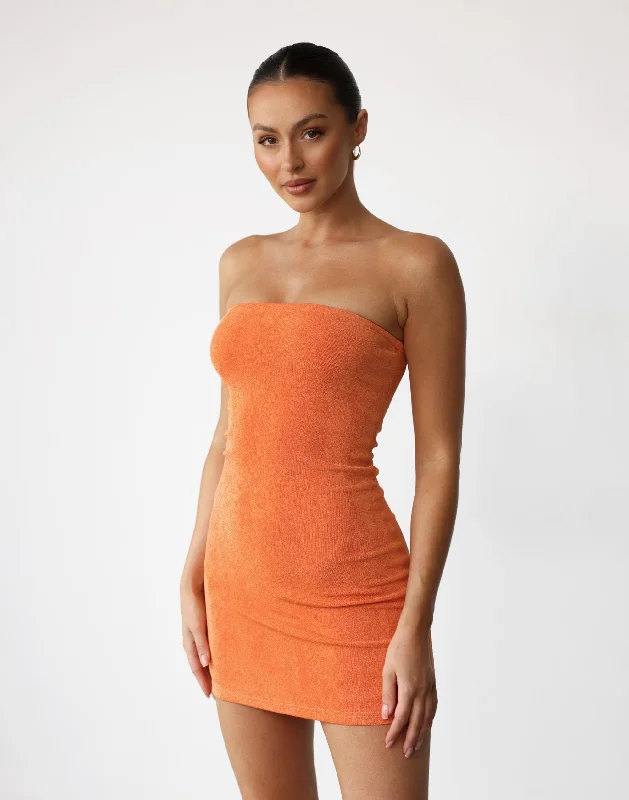 Abelle Mini Dress (Papaya) Trendy Tulle Mini Dress