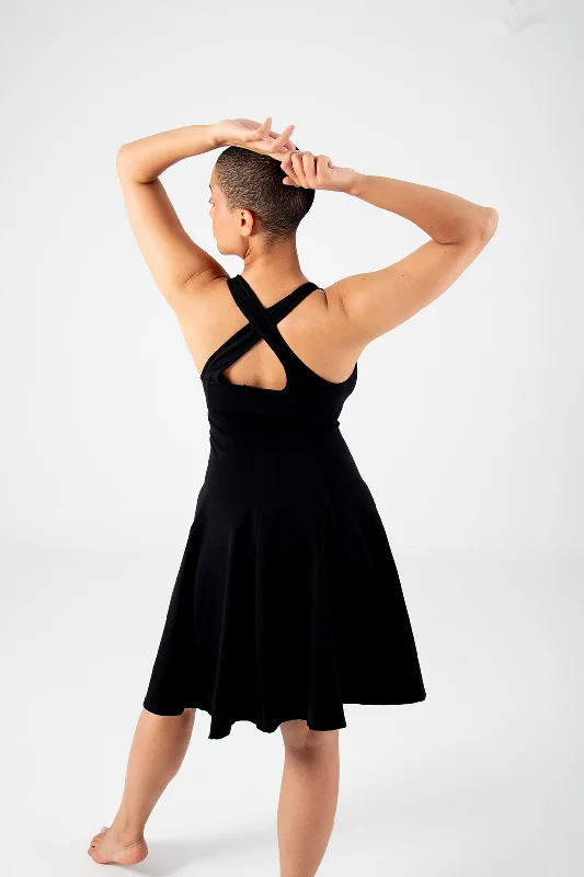 Asri Cross Back Mini Dress In Black Chic Sleeveless Mini Dress