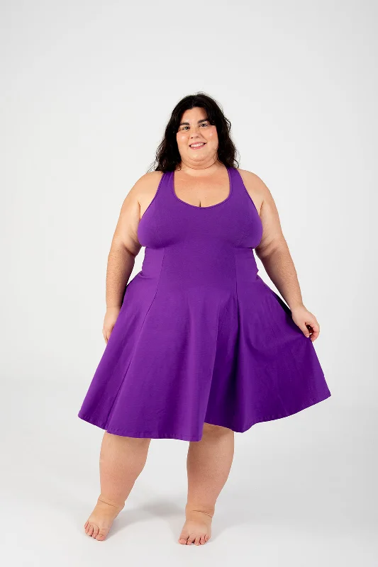 Asri Cross Back Mini Dress In T.Purple Modern Satin Mini Dress