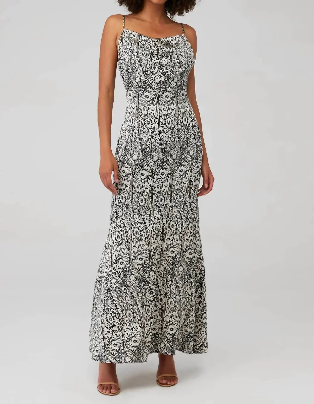 Autonomy Maxi Dress In Black/white Fashionable Maxi Dress with Fringe