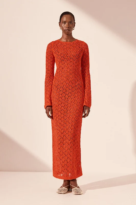 AVERY FLARED SLEEVE OPEN BACK MAXI DRESS - HIBISCUS Chic Button-Up Maxi Dress