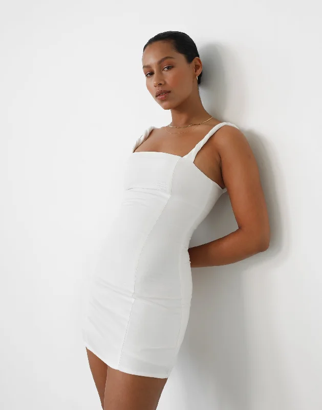 Bacalar Mini Dress (White) Cozy Knitted Mini Dress