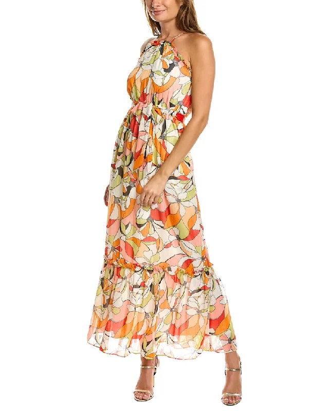 BCBGeneration Halter Tiered Maxi Dress Cozy Open-Back Maxi Dress