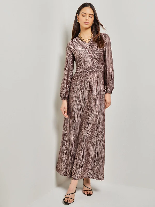 Bishop Sleeve Jacquard Knit Maxi Dress Stylish Long Sleeve Maxi Dress