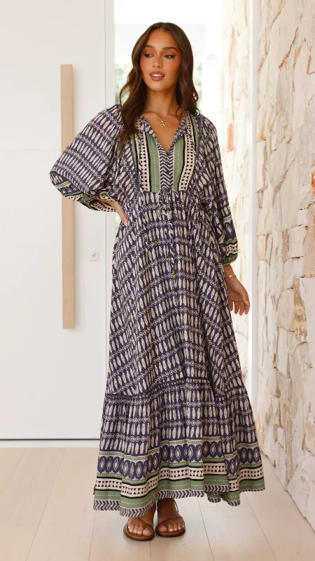 Catalonia Maxi Dress - Lorena Print Cozy Ribbed Maxi Dress