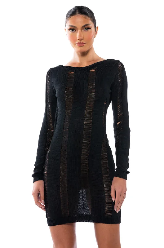 DANIELLE OPEN BACK KNIT MINI DRESS Classic Black Mini Dress