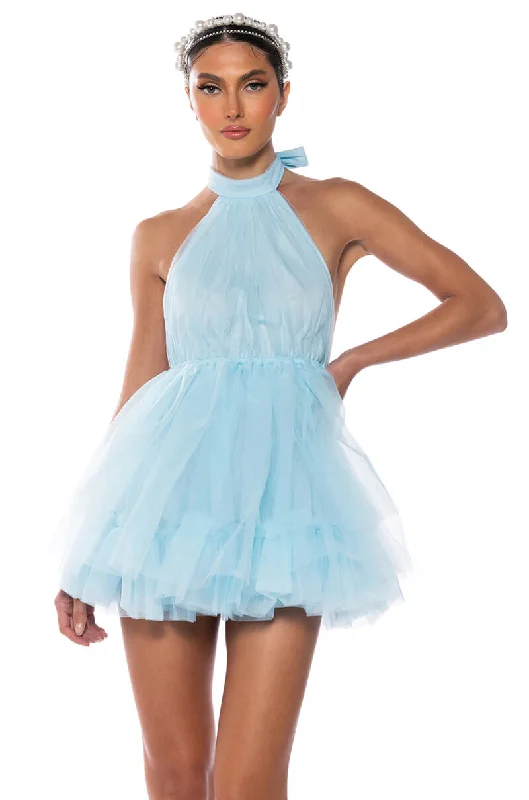 DARLING DIVA TULLE HALTER MINI DRESS Chic Halter Mini Dress