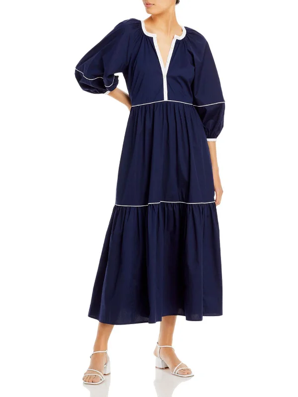 Demi Womens Puff Sleeve Long Maxi Dress Stylish Longline Maxi Dress