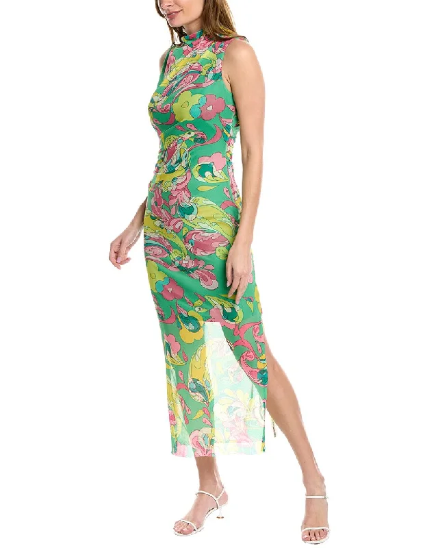 Donna Morgan Mesh Maxi Dress Chic Boho Print Maxi Dress