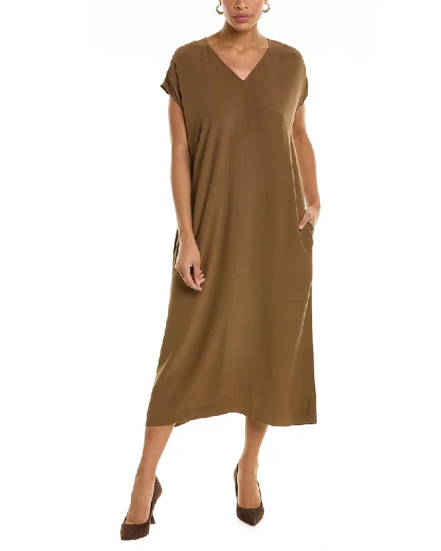 EILEEN FISHER V-Neck Maxi Dress Elegant Velvet Maxi Dress