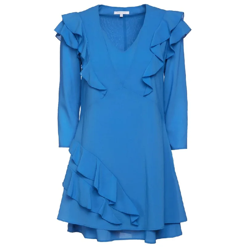 Elegant Light Blue Ruffled Mini Dress Fashionable A-Line Mini Dress