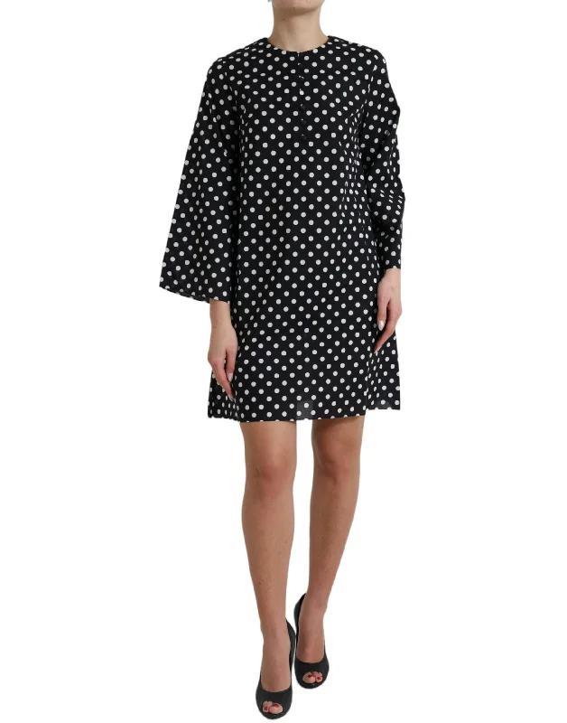 Elegant Polka Dot Shift Mini Dress Casual V-Neck Mini Dress