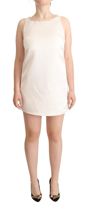 Elegant Sleeveless Mini Dress with Embellished Neckline Comfortable Shift Mini Dress