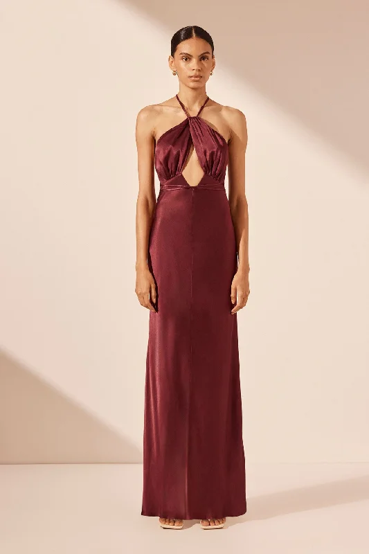 ELIA CROSS BACK HALTER MAXI DRESS - SHIRAZ Fashionable Chiffon Maxi Dress