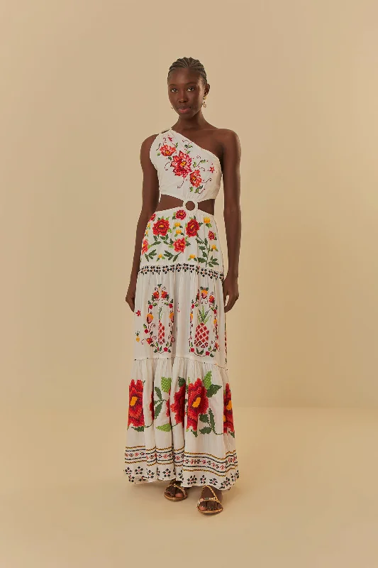 Off-White Embroidered Carmina Floral Maxi Dress Cozy Wrap Maxi Dress