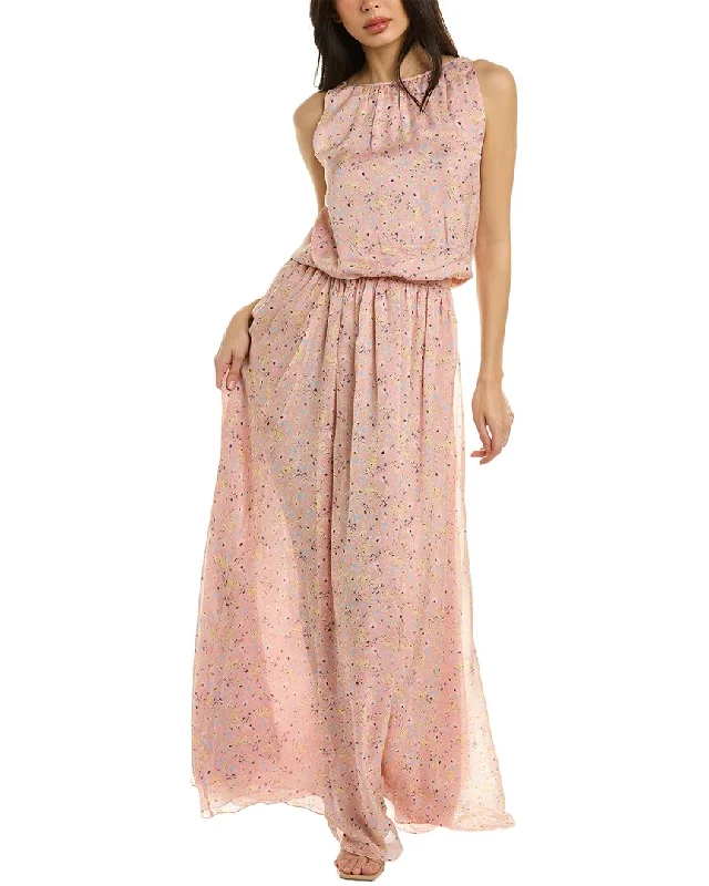 Eywasouls Malibu Jessica Silk Maxi Dress Cozy Maxi Dress with Slit