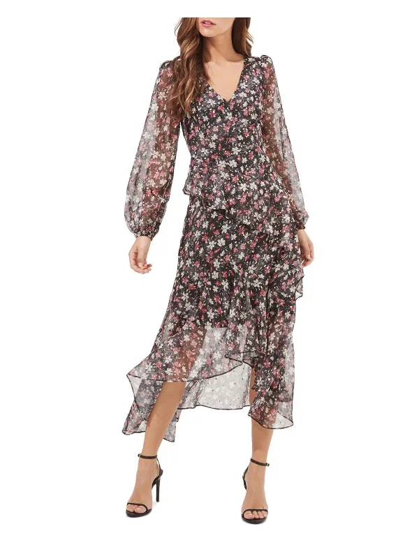 Fairfax Womens Floral Ruffled Maxi Dress Stylish Off-Shoulder Maxi Dress