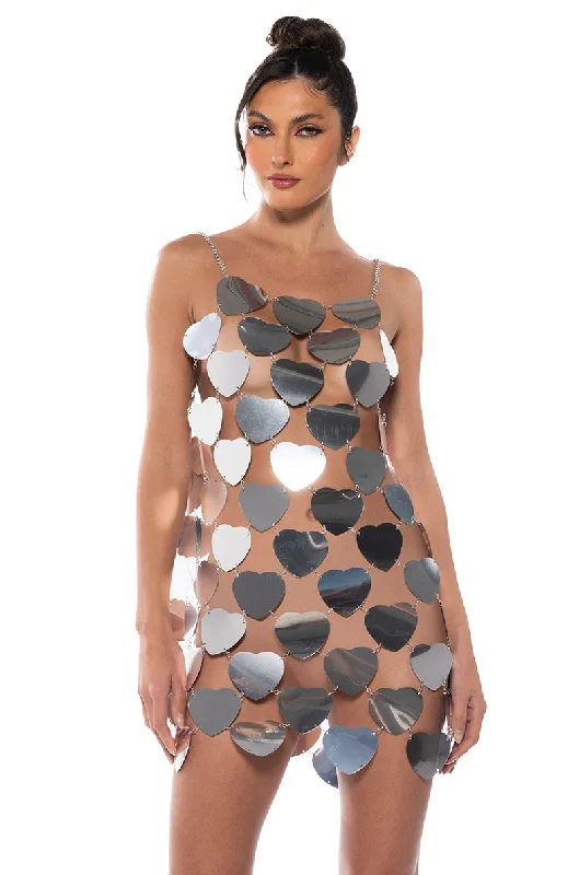 FANTASY HEART SEQUIN MINI DRESS Comfortable Off-Shoulder Mini Dress