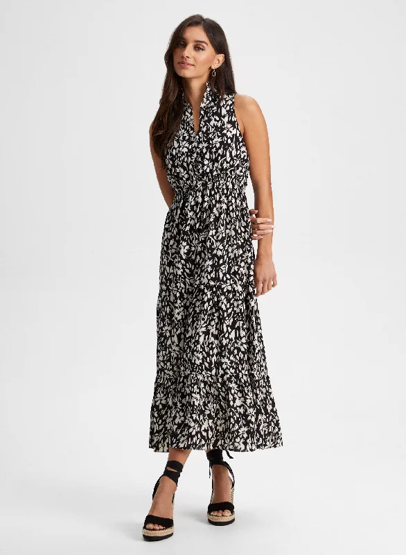 Floral Print Maxi Dress Classic Solid Maxi Dress