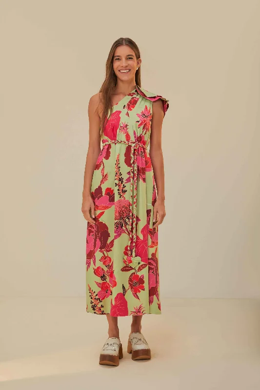 Green Fresh Garden Lenzing™ Ecovero™ Euroflax™ Maxi Dress Stylish Button-Up Maxi Dress