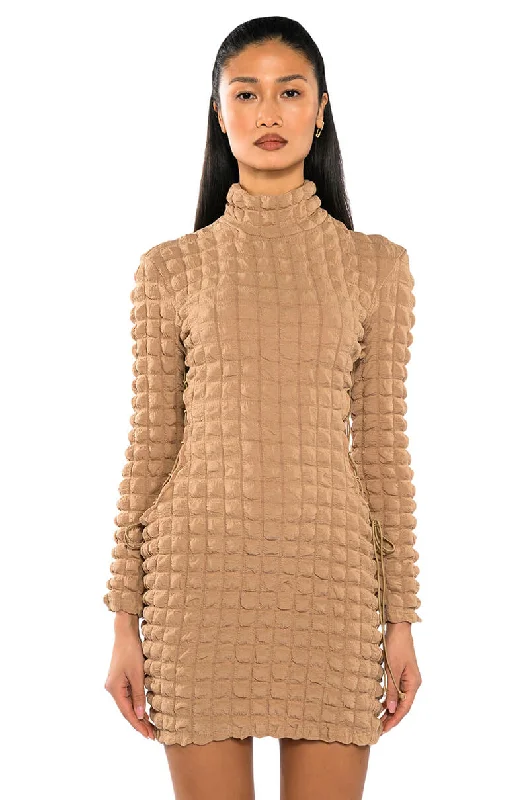 JACQUELINE TEXTURED MINI DRESS Comfortable Boho Mini Dress