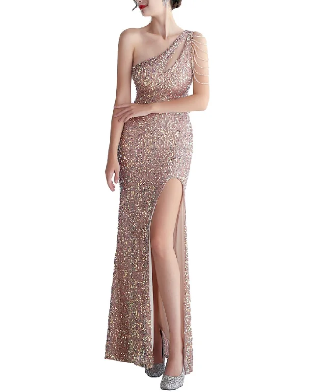 Kalinnu One-Shoulder Maxi Dress Stylish A-Line Maxi Dress