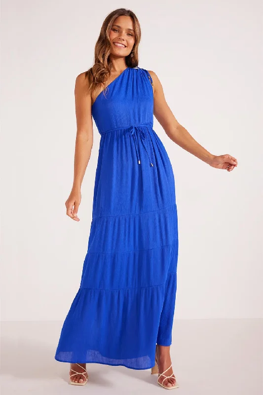 Kameo Cobalt One Shoulder Maxi Dress Stylish Longline Maxi Dress