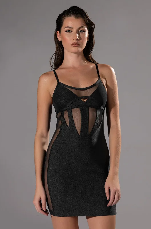 KAT MINI DRESS WITH MESH DETAIL Comfortable Casual Mini Dress