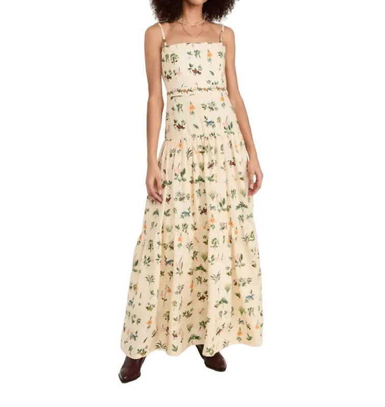 Lima Ranas Maxi Dress In Cream Multi Elegant Maxi Dress with Drapes