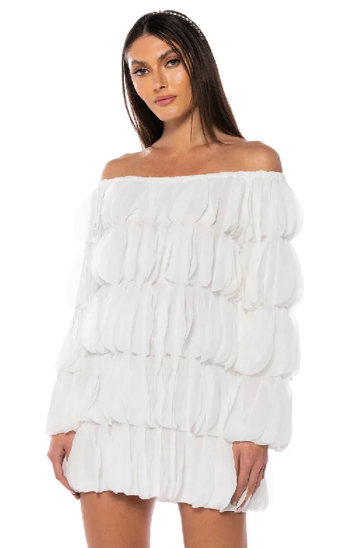 LOLA OFF THE SHOULDER MINI DRESS Trendy Cut-Out Mini Dress
