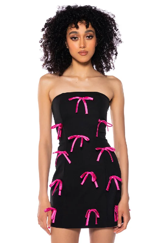 LUCY ALL OVER BOWS STRAPLESS MINI DRESS Trendy Camisole Mini Dress