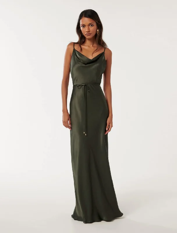 Lucy Petite Satin Cowl Maxi Dress Cozy Longline Maxi Dress