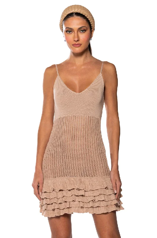 MANDY CROCHET SLEEVELESS MINI DRESS Fashionable Party Mini Dress
