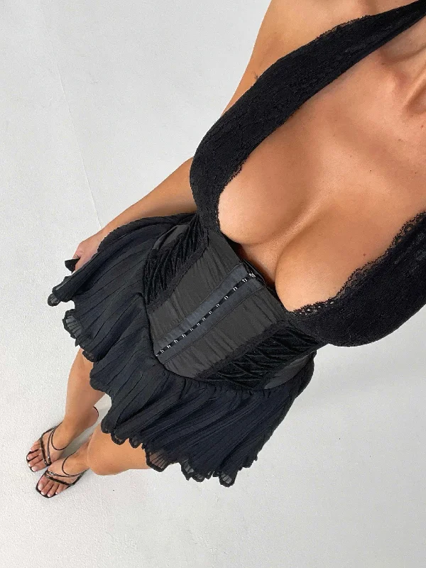 MON AMOUR MINI DRESS BLACK Stylish Spaghetti Strap Mini Dress