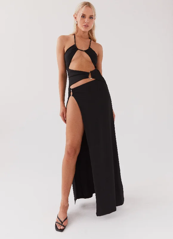 My Mayhem Cut Out Maxi Dress - Black Fashionable Asymmetrical Maxi Dress