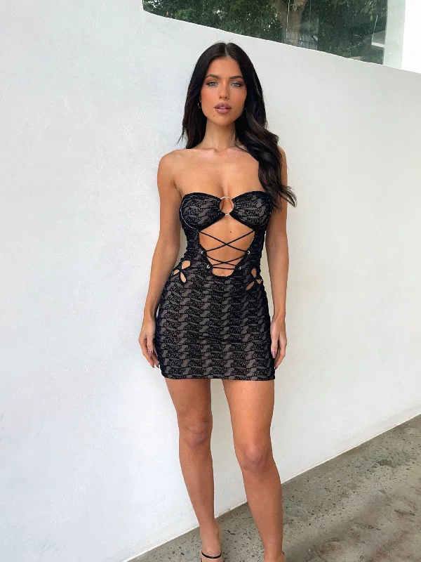 NADIA MINI DRESS BLACK Stylish Short Sleeve Mini Dress