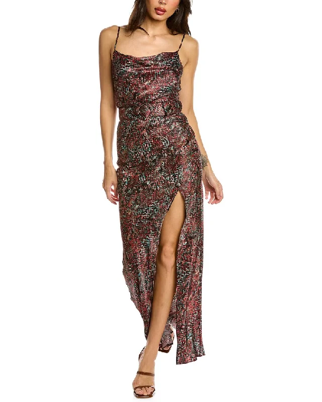 Nicholas Simone Cowl Neck Silk Maxi Dress Stylish Off-Shoulder Maxi Dress
