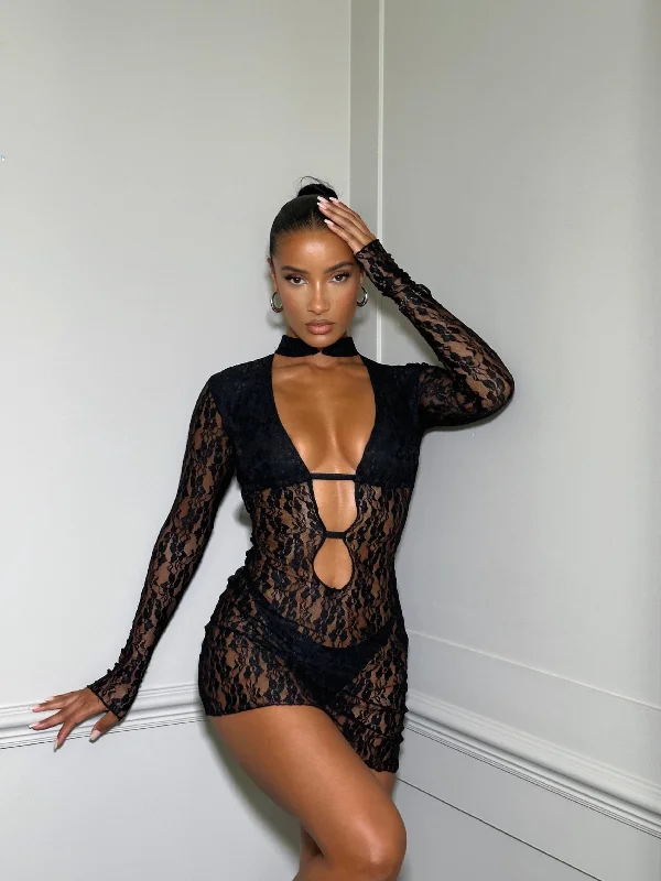 NYX MINI DRESS BLACK Fashionable Button-Front Mini Dress