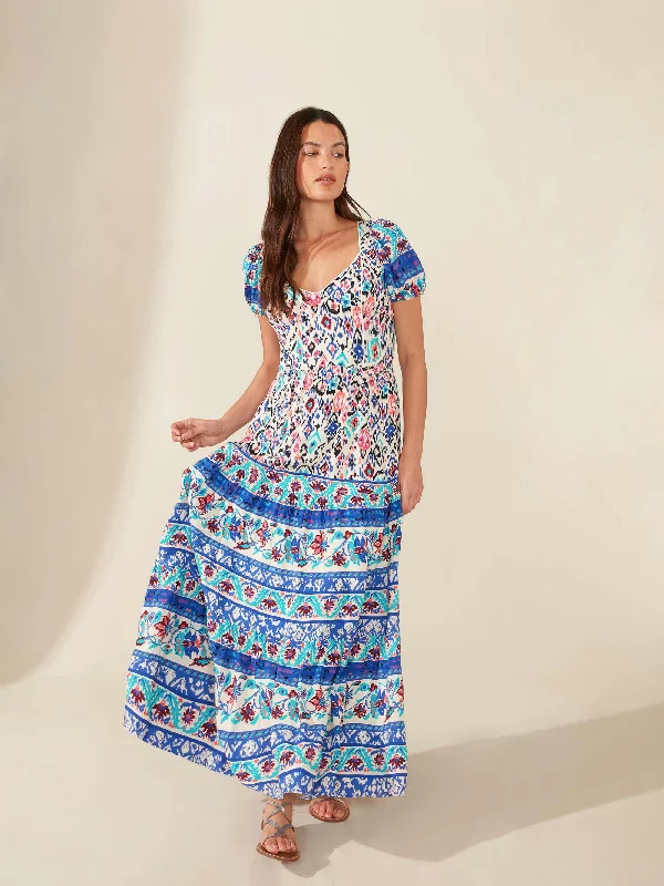 Border Paisley Print Maxi Dress Classic V-Neck Maxi Dress