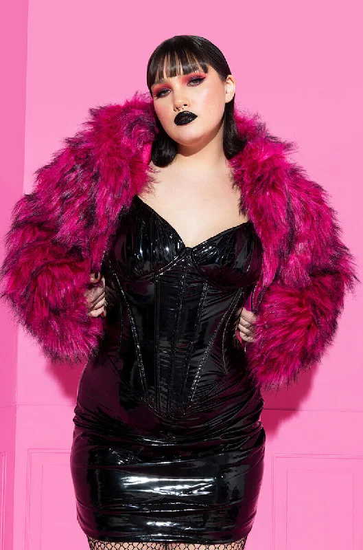 PLUS DOM QUEEN VINYL CORSET MINI DRESS Stylish Puff Sleeve Mini Dress